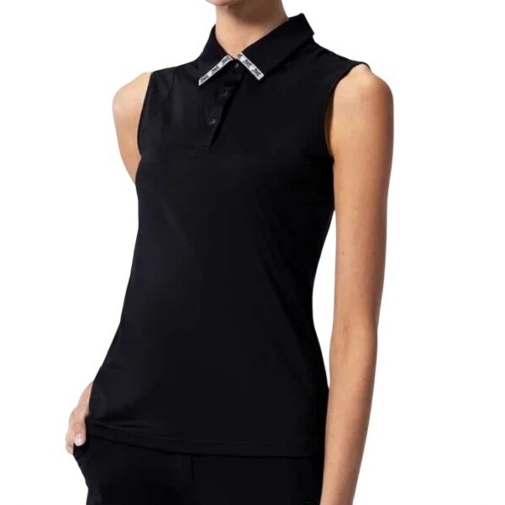 PXG Womens M Sleeveless Black Polo Top with Logo Collar NWT